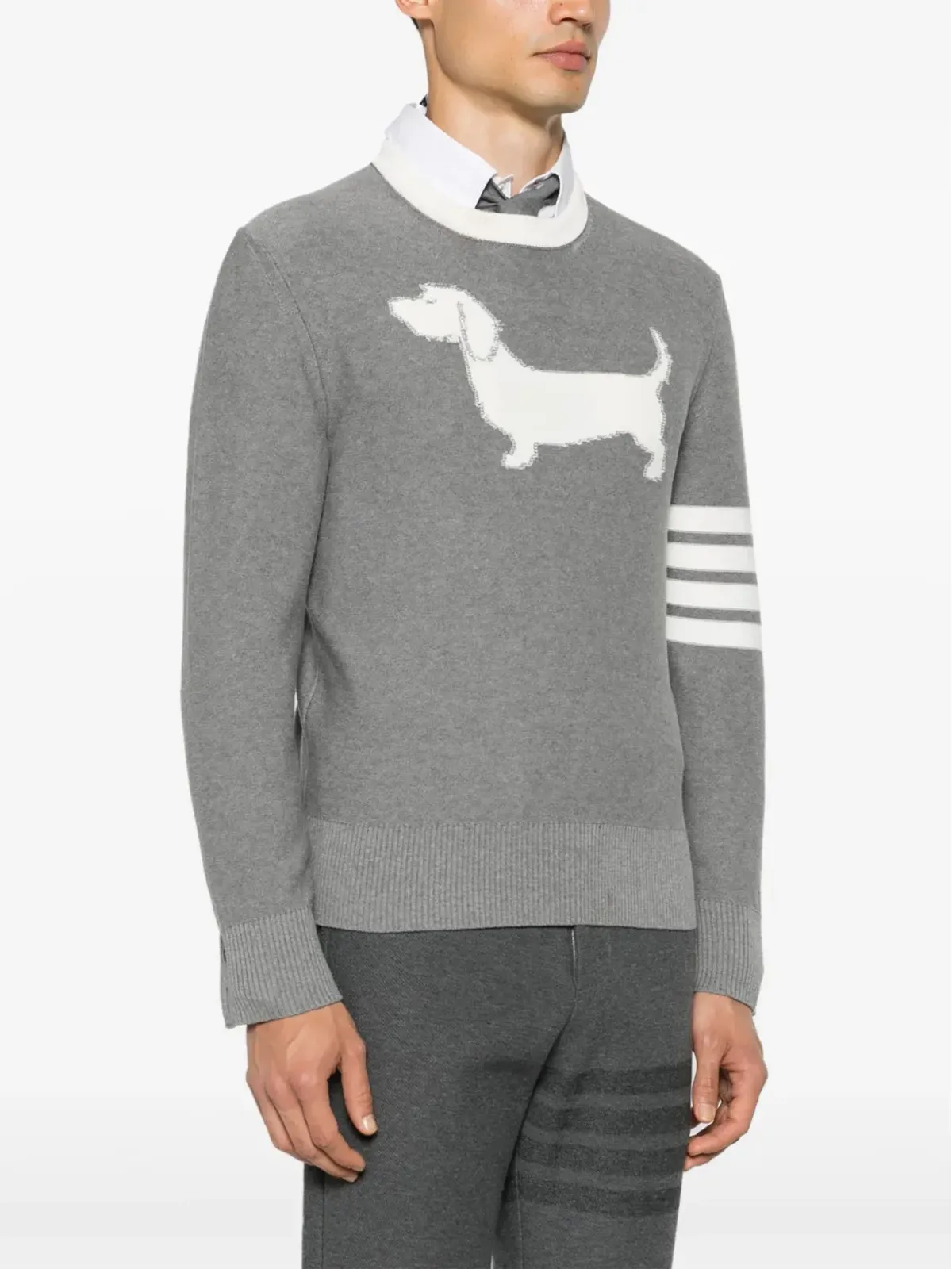 Thom Browne ヘクター インターシャ編み セーター グレー - 画像3
