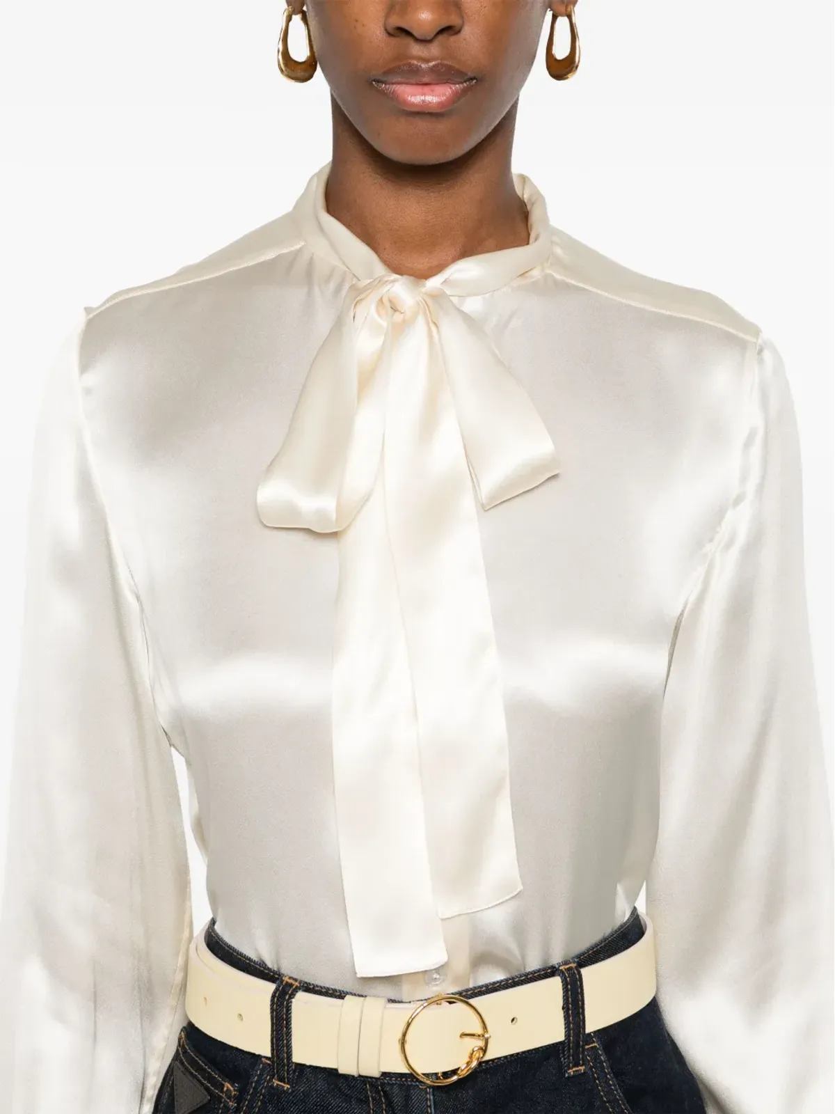 TOM FORD パッシーボウカラー シルクシャツ - 画像5