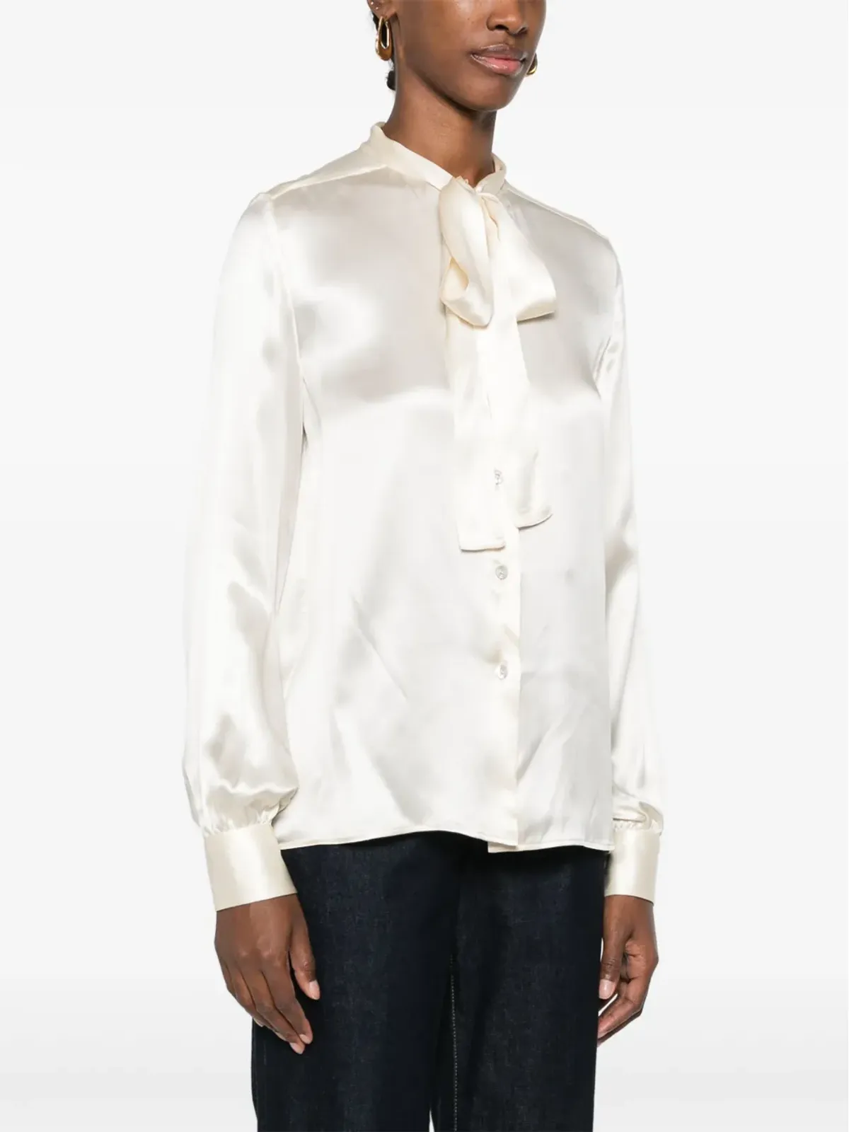 TOM FORD パッシーボウカラー シルクシャツ - 画像3