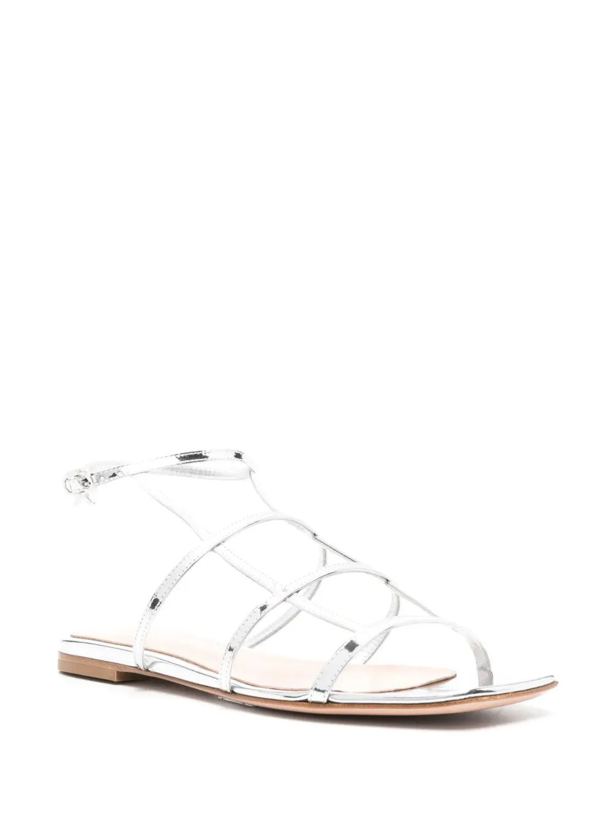 Gianvito Rossi メタリックレザー フラットサンダル - シルバー - 画像2