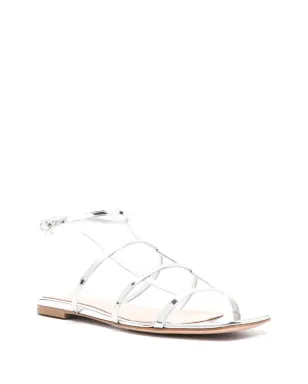 Gianvito Rossi メタリックレザー フラットサンダル - シルバー - サムネイル2