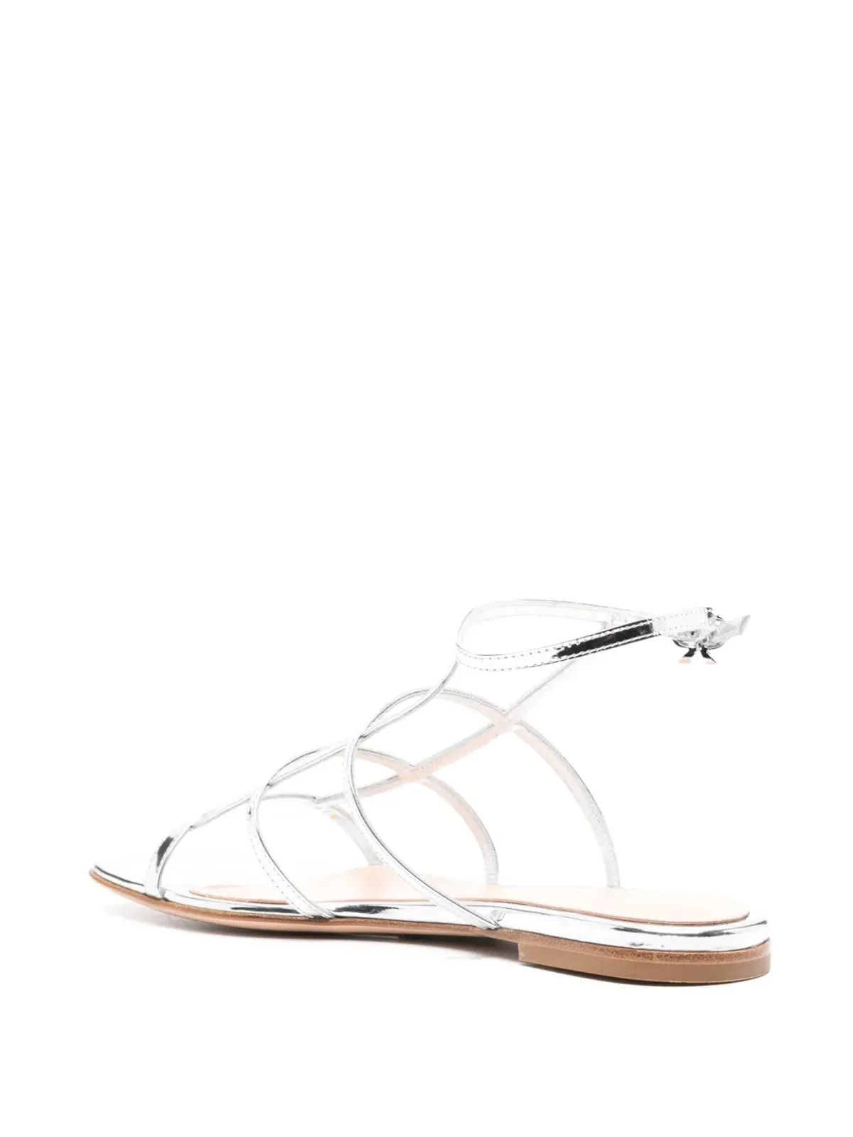 Gianvito Rossi メタリックレザー フラットサンダル - シルバー - 画像3