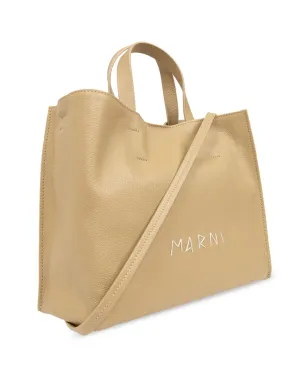 Marni ロゴ刺繍 レザー トートバッグ - ベージュ系 - サムネイル4