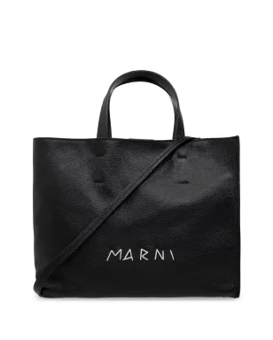 Marni ロゴプリント レザートートバッグ - ブラック - サムネイル1