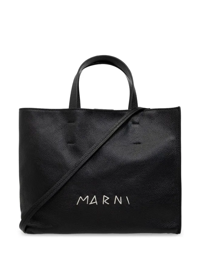 Marni Marni ロゴプリント レザートートバッグ - ブラックの商品画像