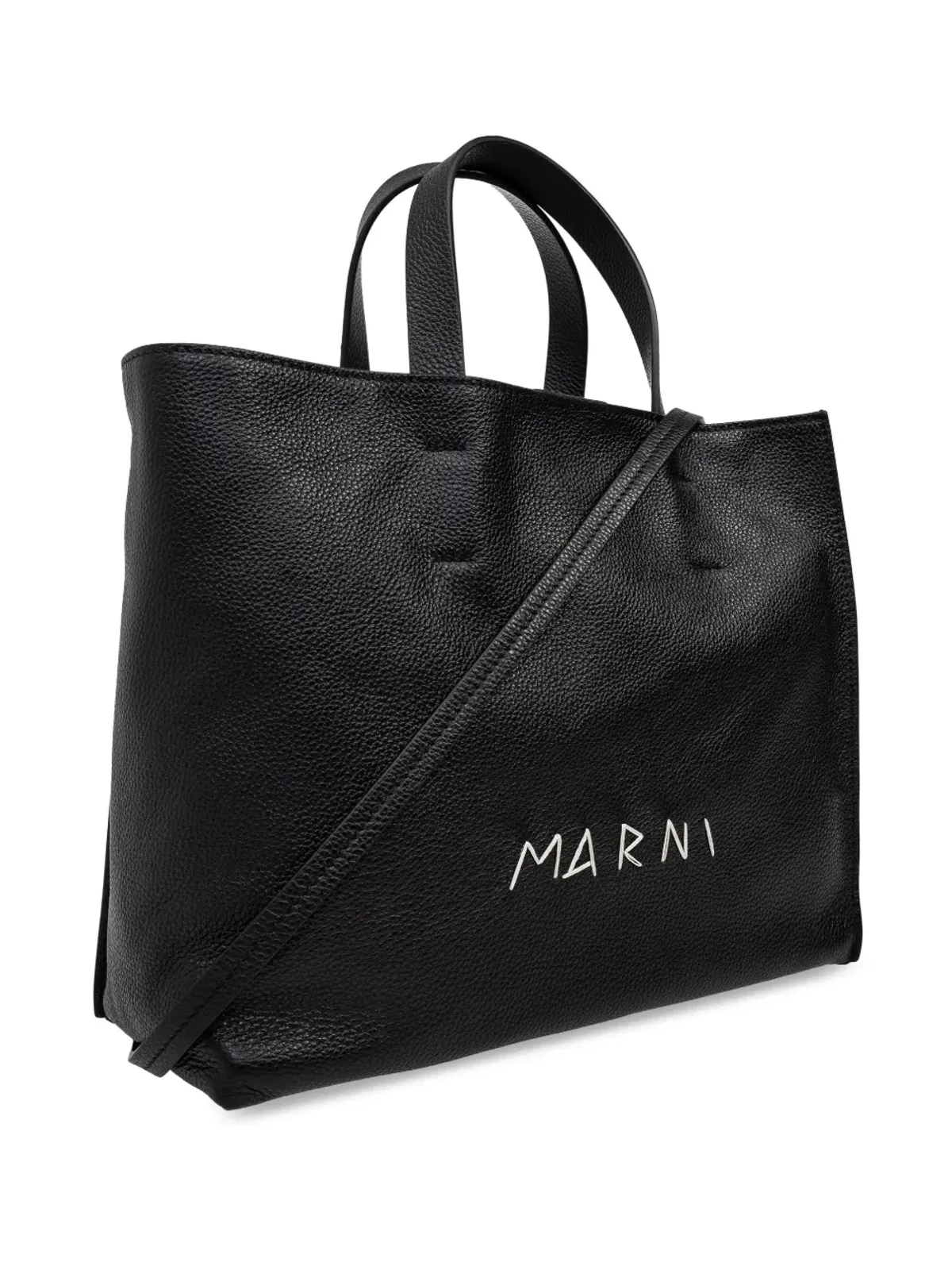 Marni ロゴプリント レザートートバッグ - ブラック - 画像4