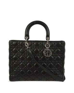 Christian Dior ビンテージ カナージュ レディ Dior ツーウェイ ハンドバッグ - ブラック - サムネイル1