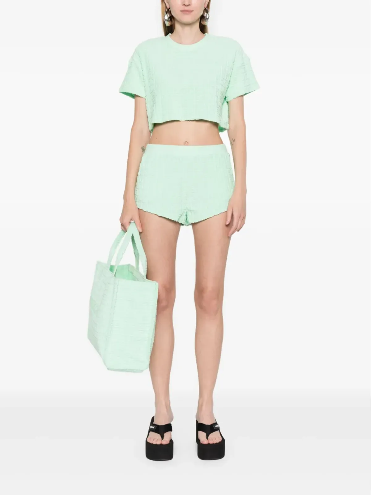 Givenchy 4Gモチーフ クロップドTシャツ - グリーン - 画像2