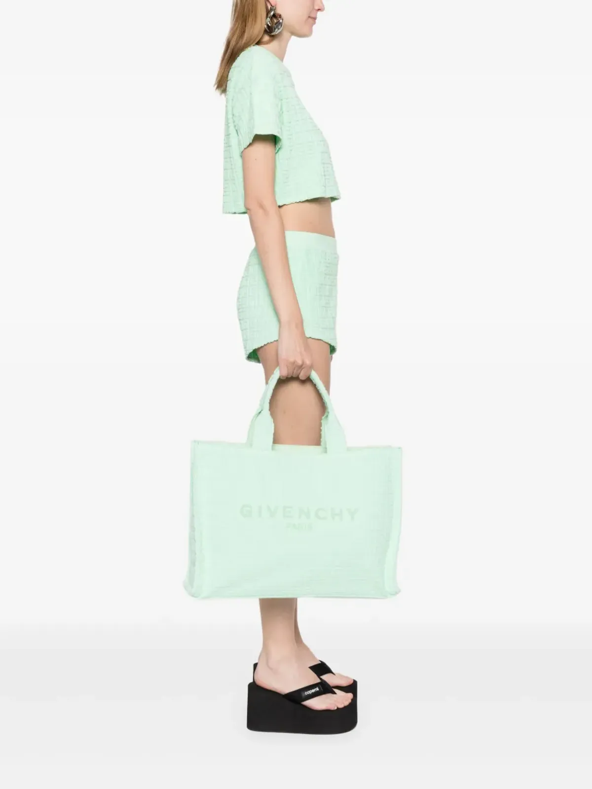 Givenchy 4G タオル地風トートバッグ グリーン - 画像2