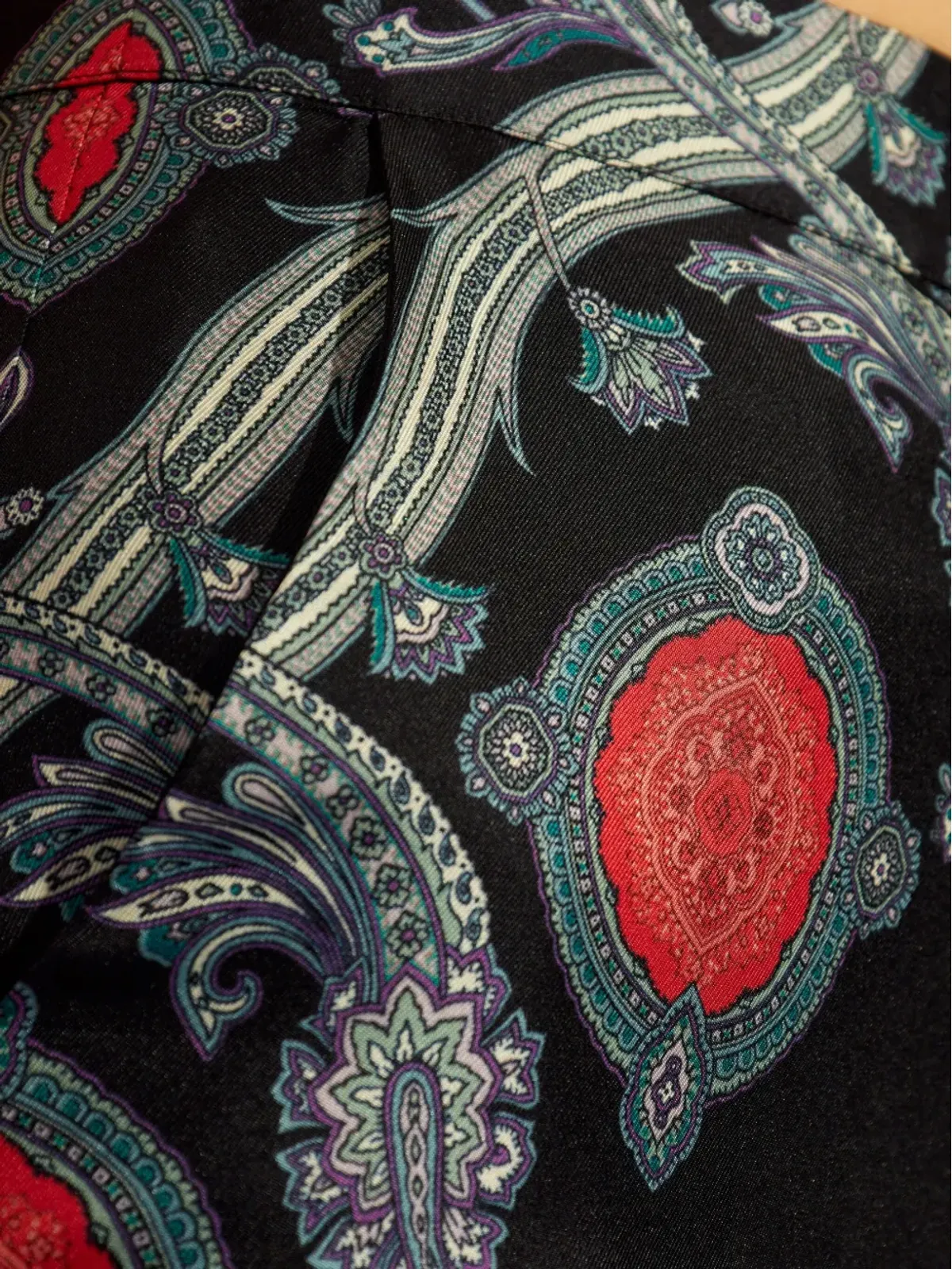 ETRO ペイズリープリント フレア シルクパンツ - 画像5
