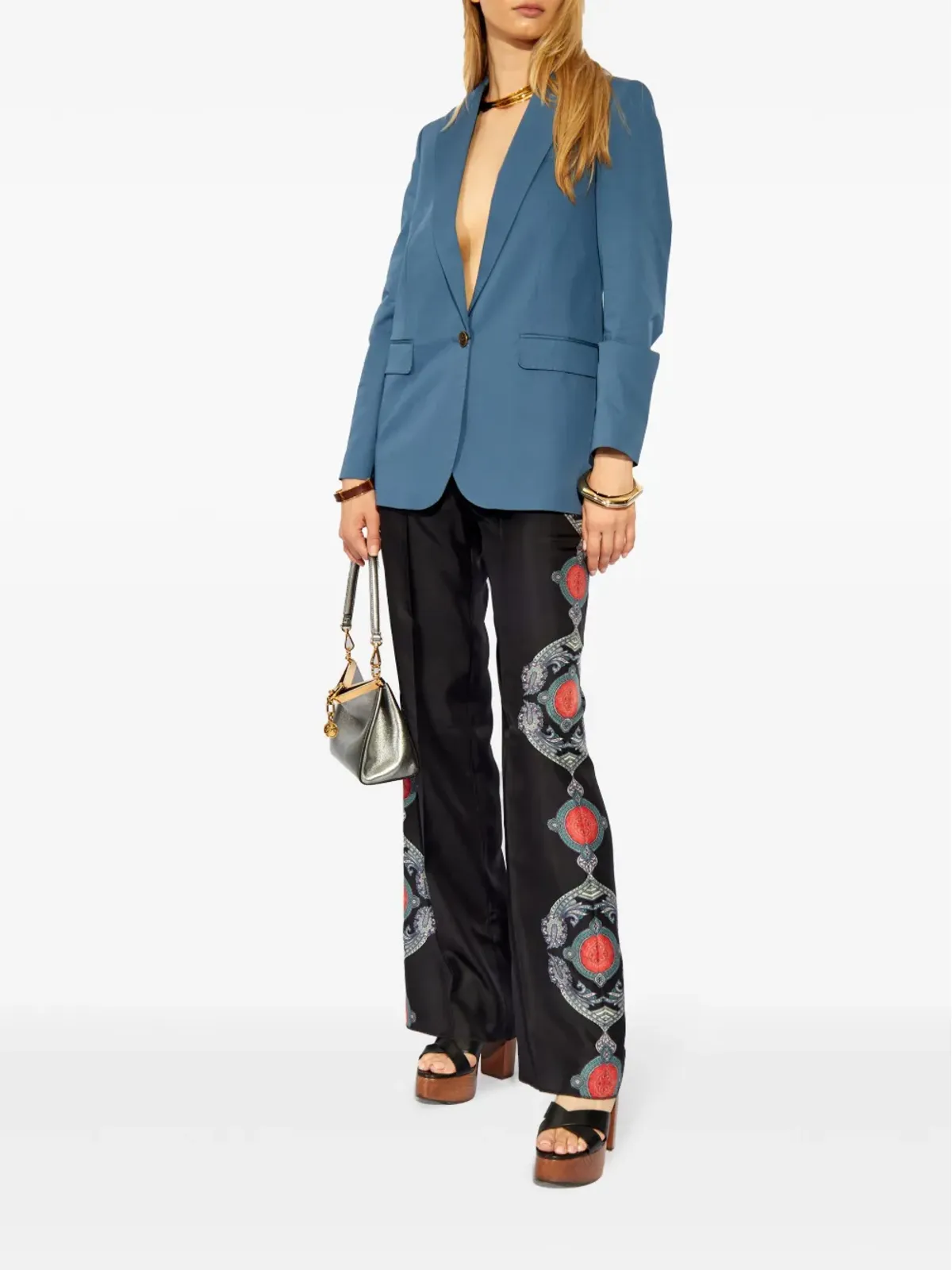 ETRO ペイズリープリント フレア シルクパンツ - 画像2