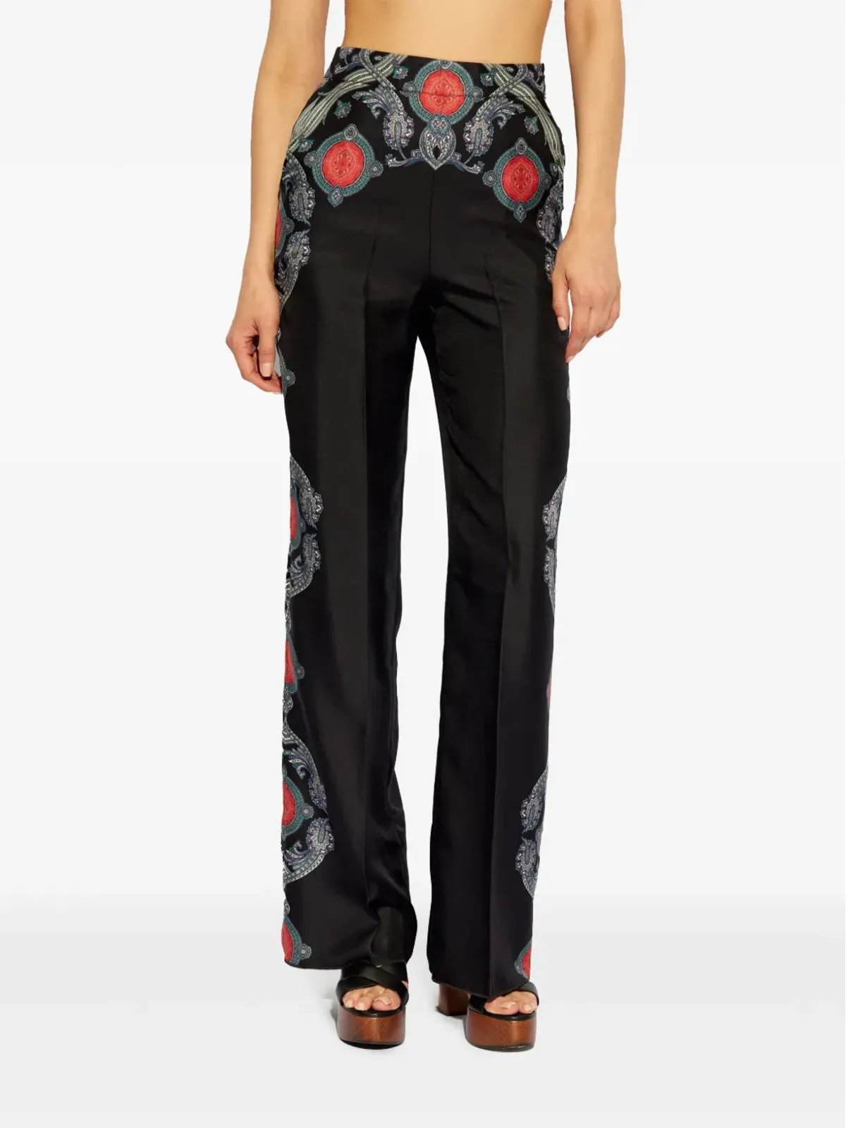 ETRO ペイズリープリント フレア シルクパンツ - 画像3