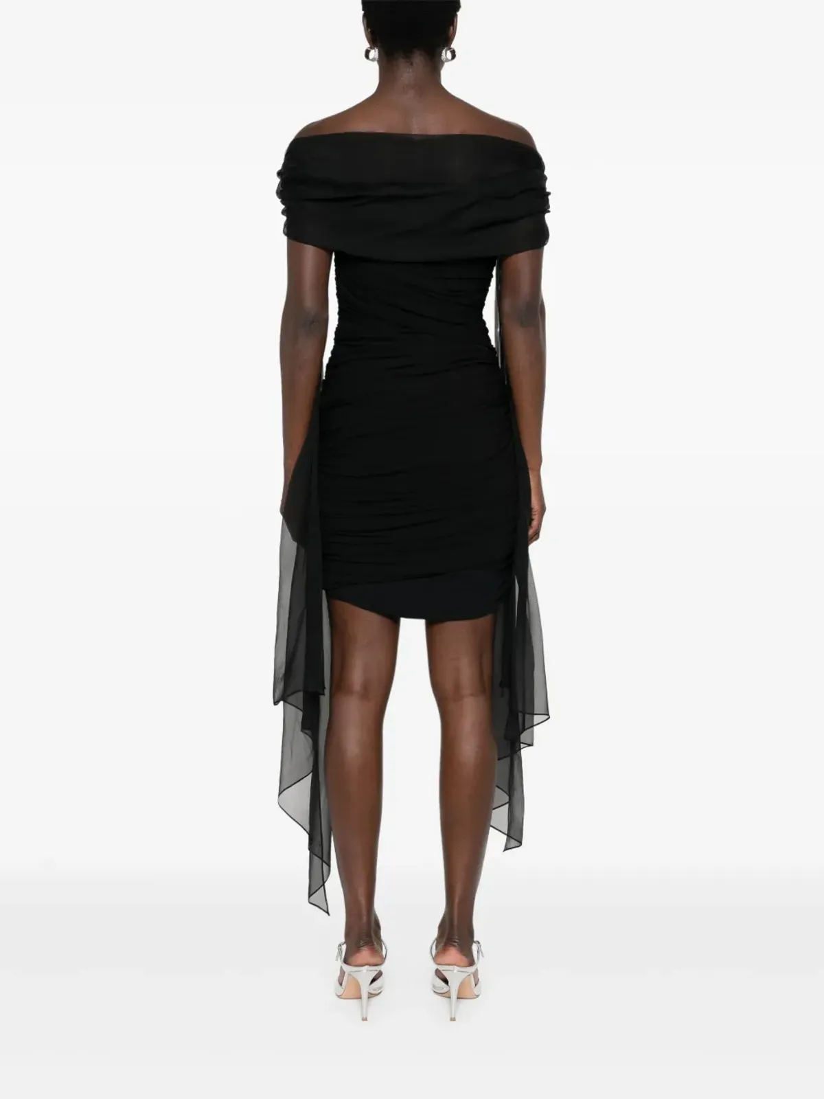 Givenchy オフショルダードレープミニドレス - ブラック - 画像4