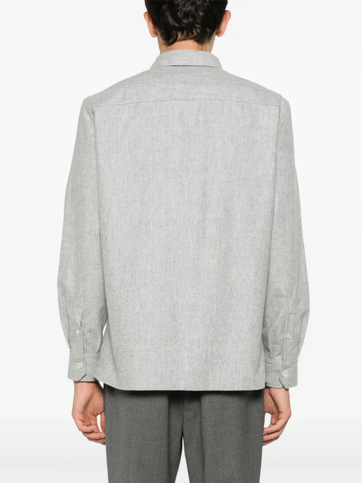 Brunello Cucinelli メランジ風ウールシャツ グレー - 画像4