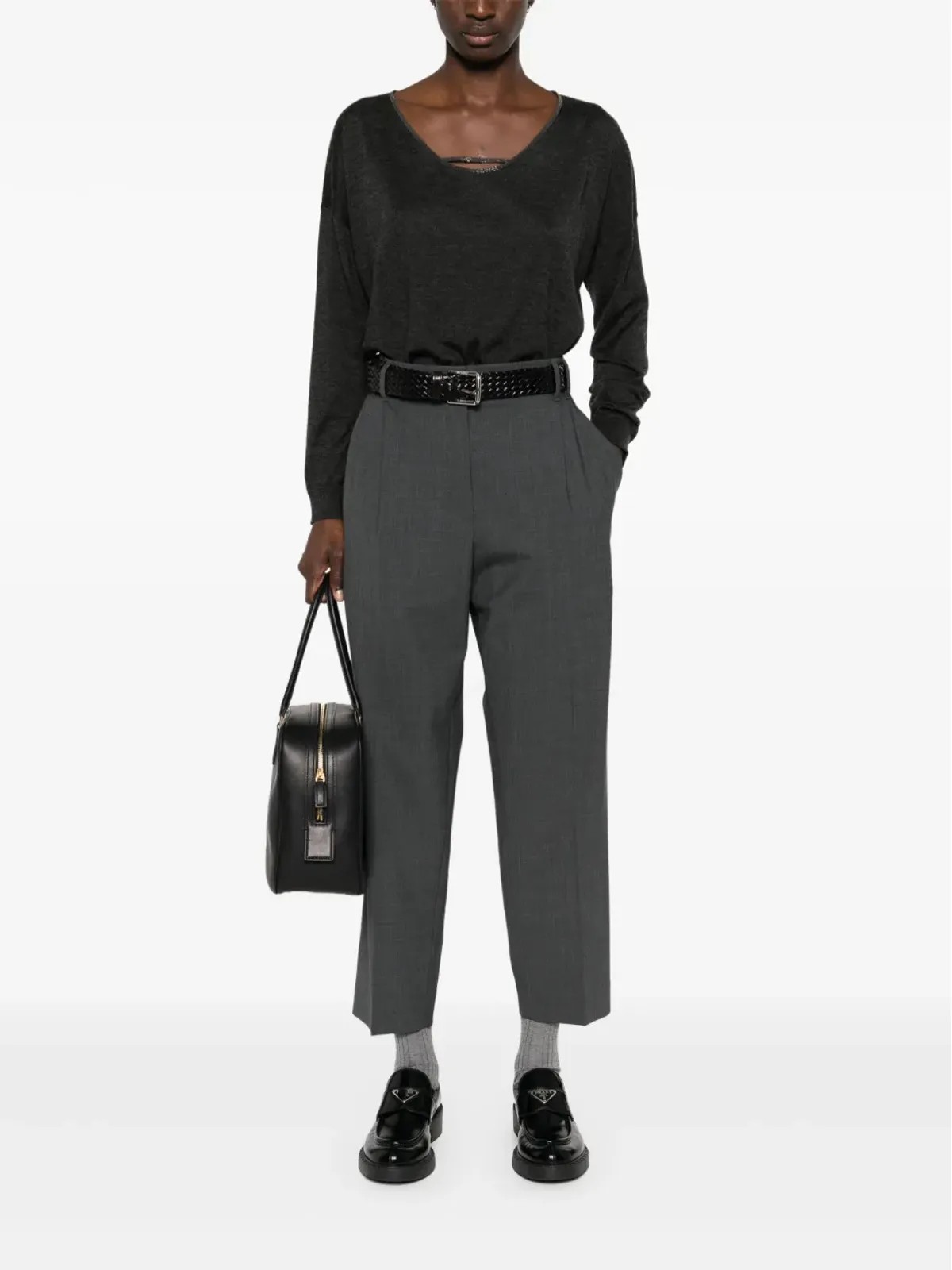 Brunello Cucinelli プリーツディテールパンツ グレー - 画像2