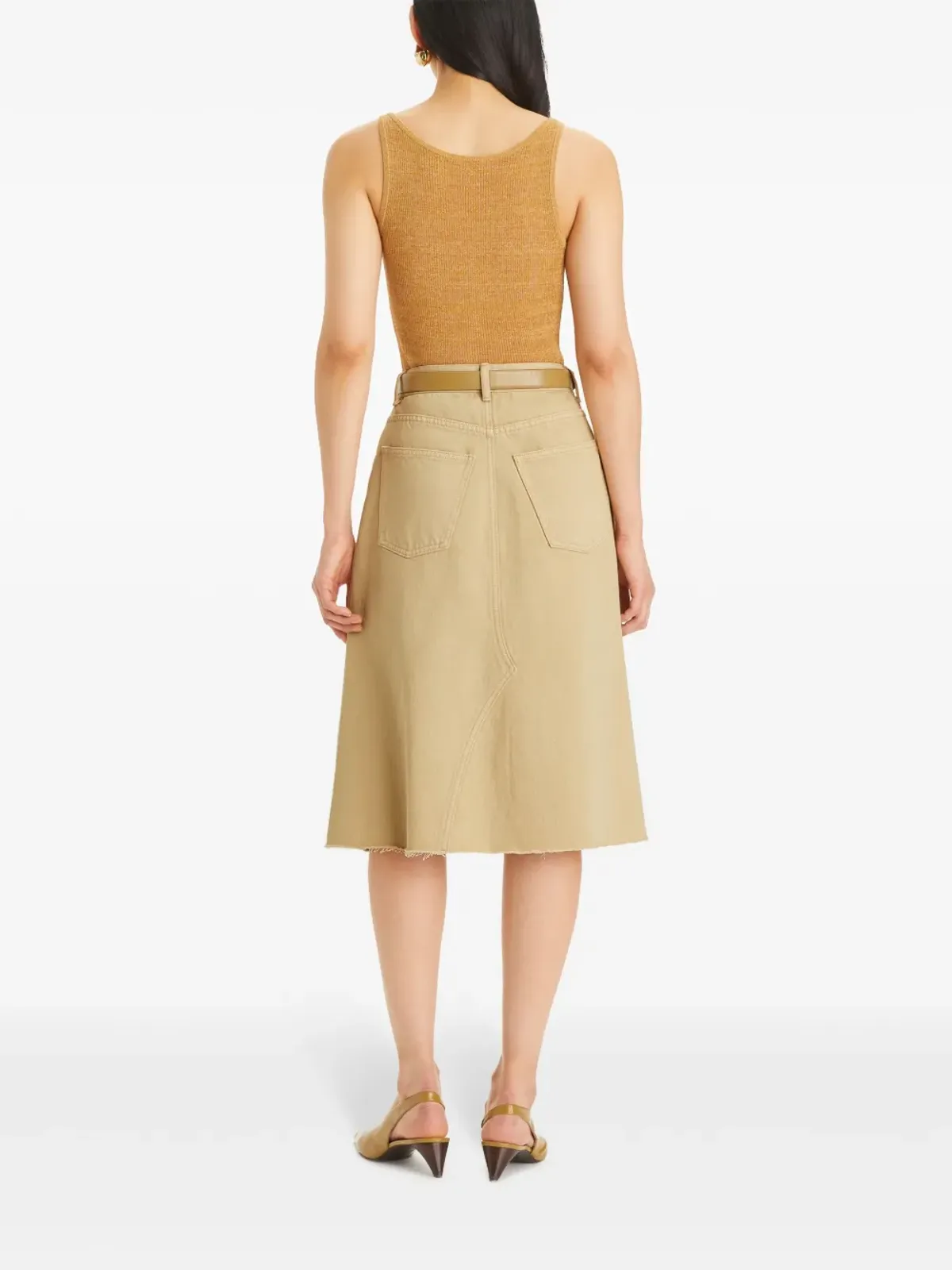 Tory Burch デコンストラクテッドデニム ミディスカート - 画像3