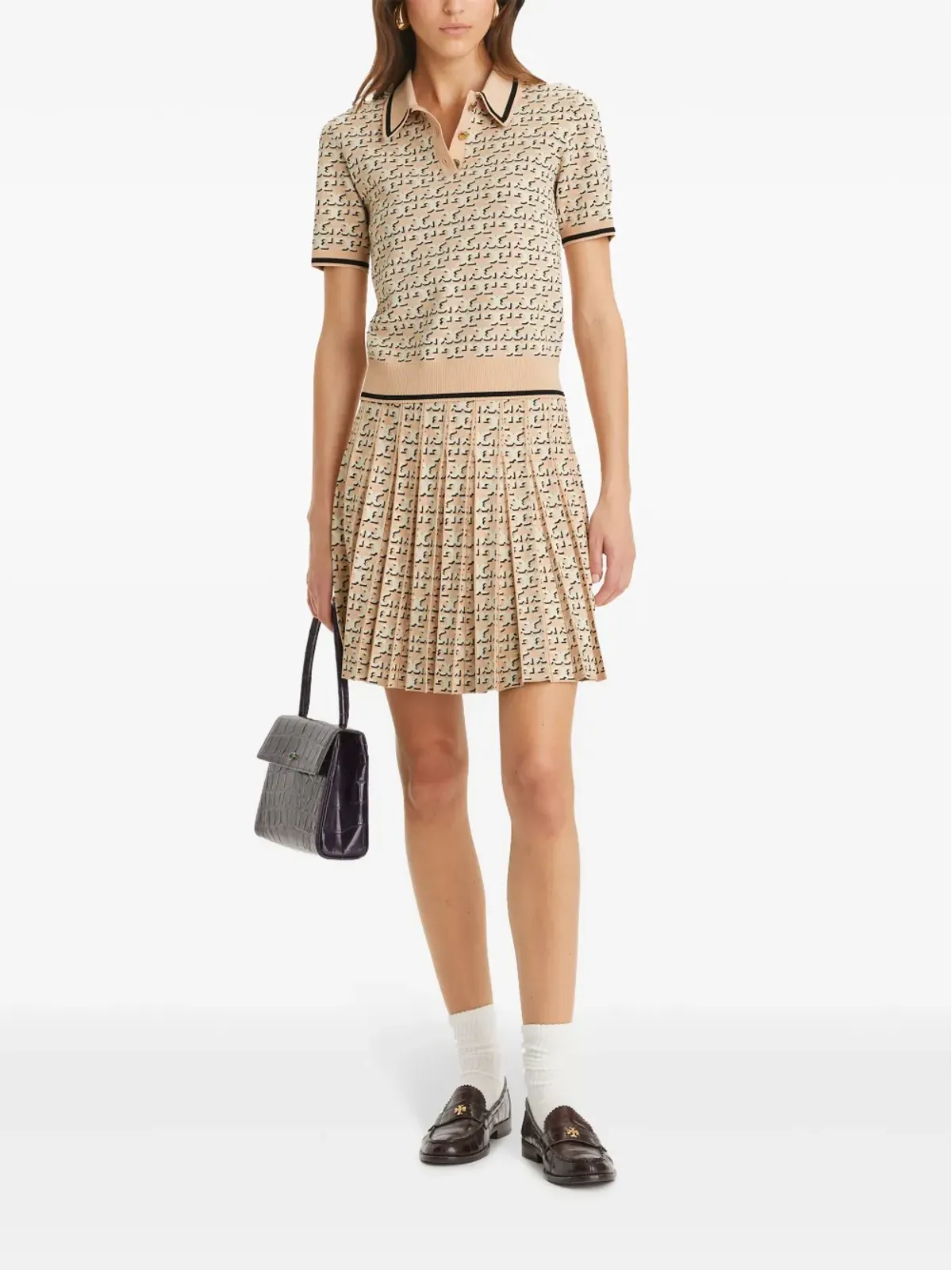 Tory Burch monogram jacquard polo top - 画像2