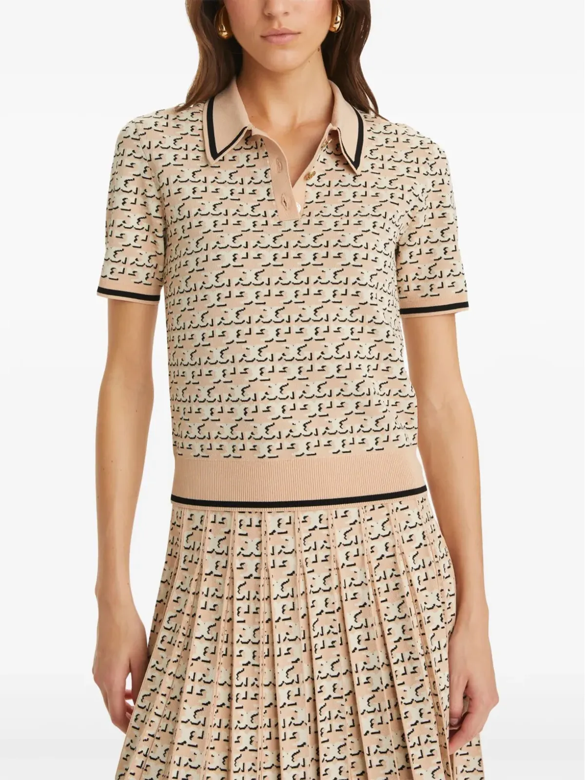 Tory Burch monogram jacquard polo top - 画像4