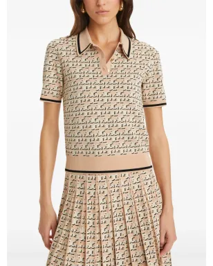 Tory Burch monogram jacquard polo top - サムネイル4