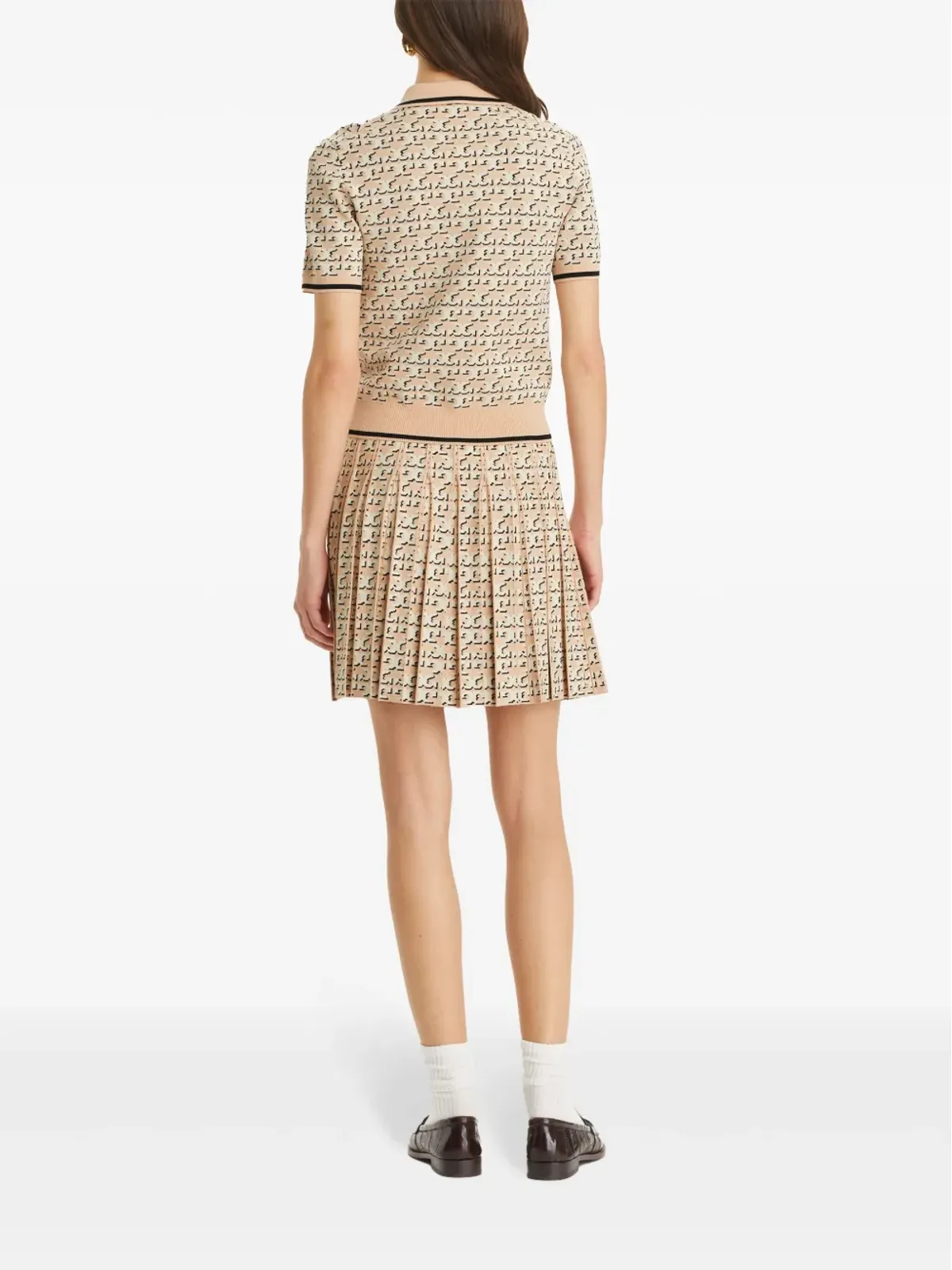 Tory Burch Tモノグラムプリーツスカート - ニュートラルカラー - 画像3