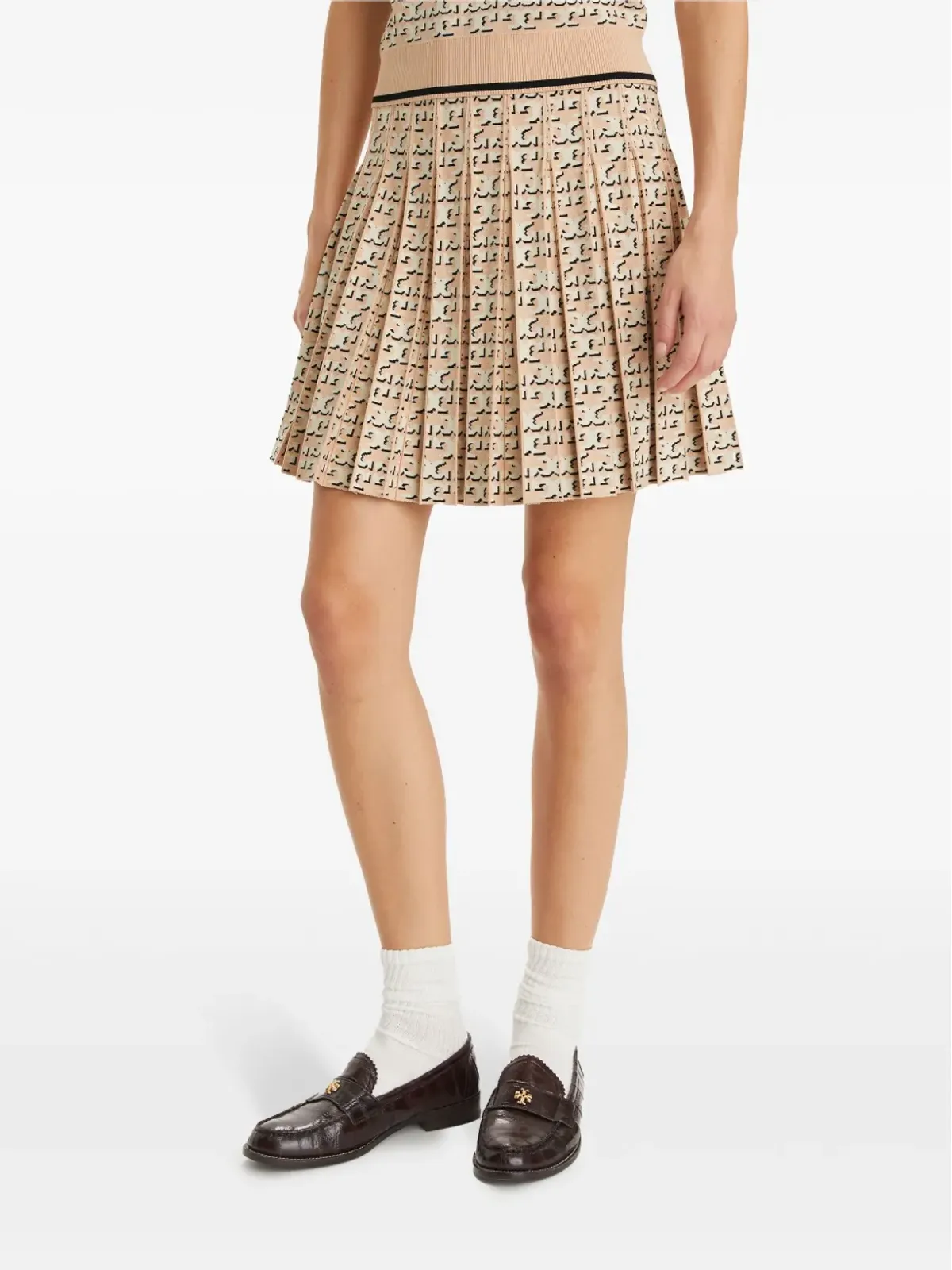 Tory Burch Tモノグラムプリーツスカート - ニュートラルカラー - 画像4