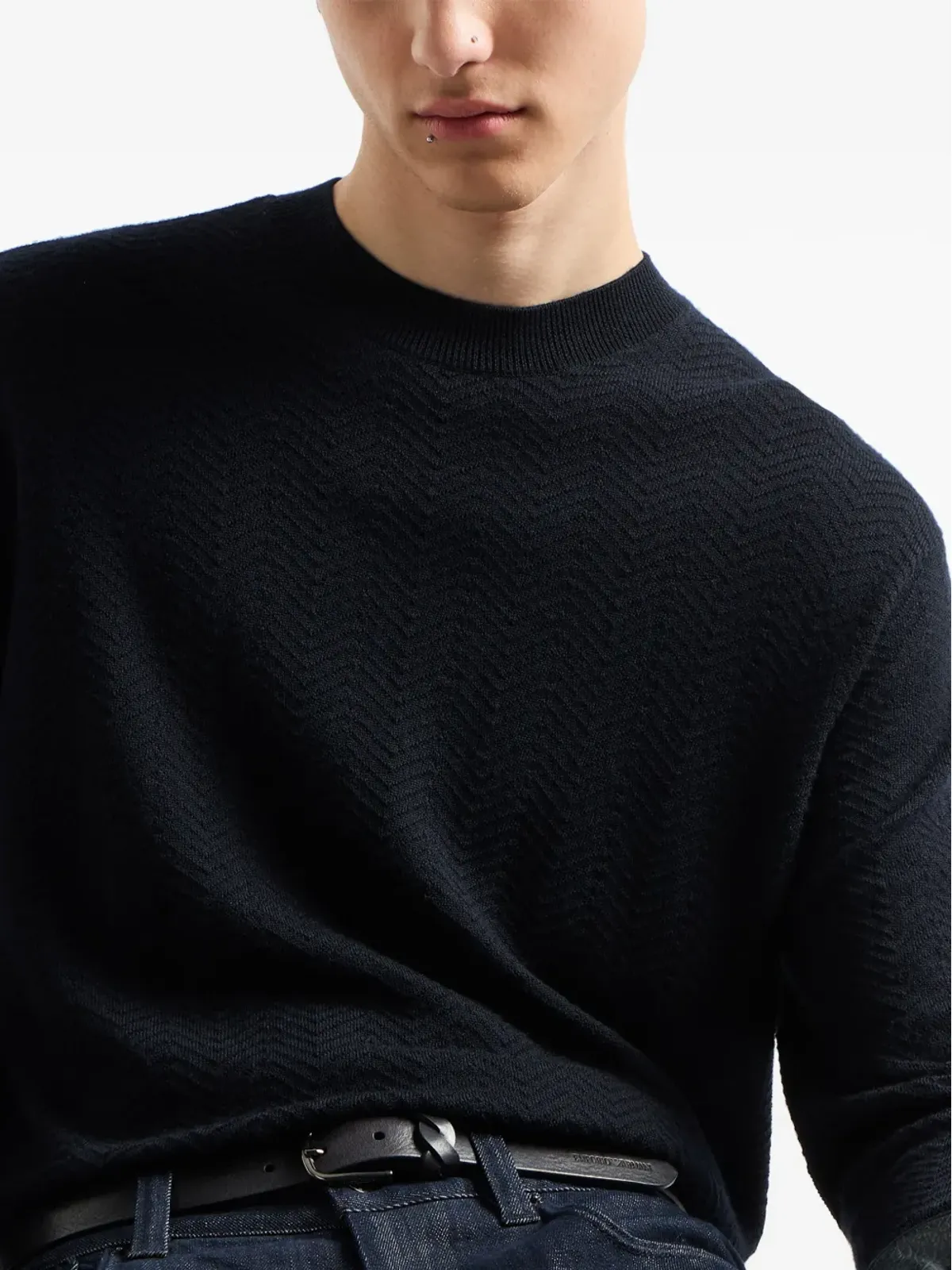 Emporio Armani チェボン柄ニットセーター - 画像5