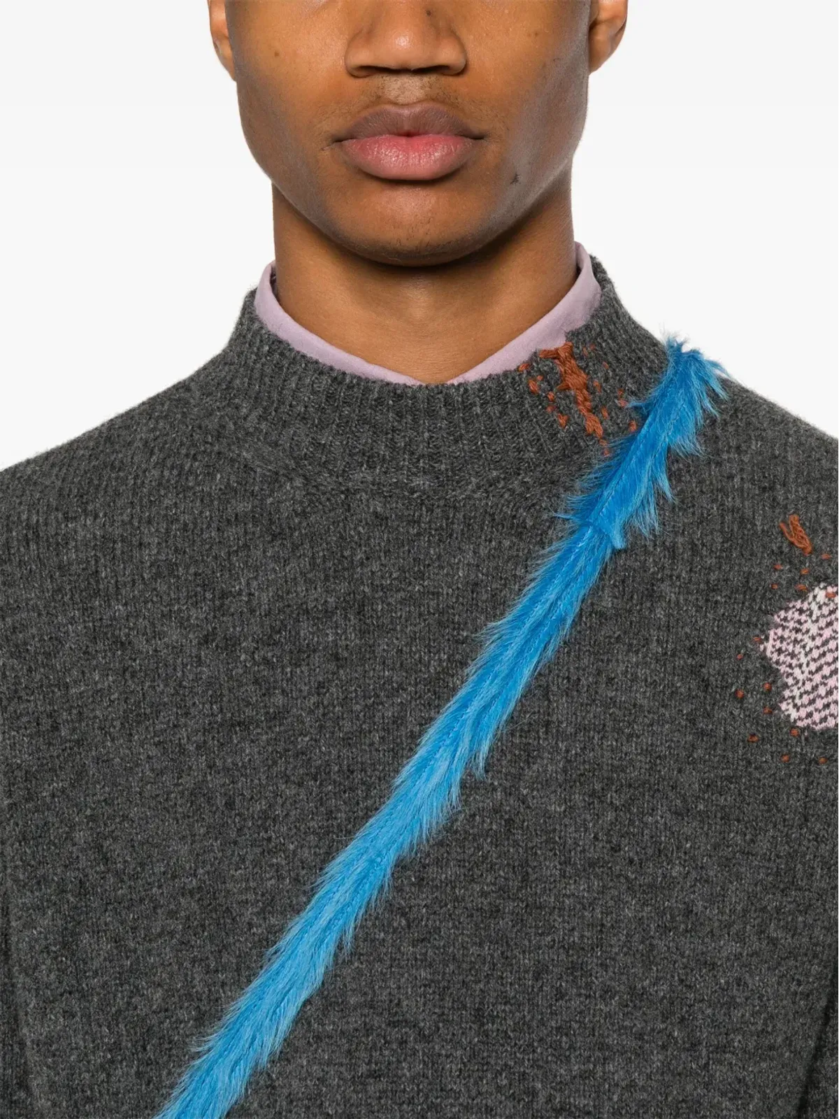 Marni シェットランド編み リップドディテール ジャンパー - グレー - 画像5