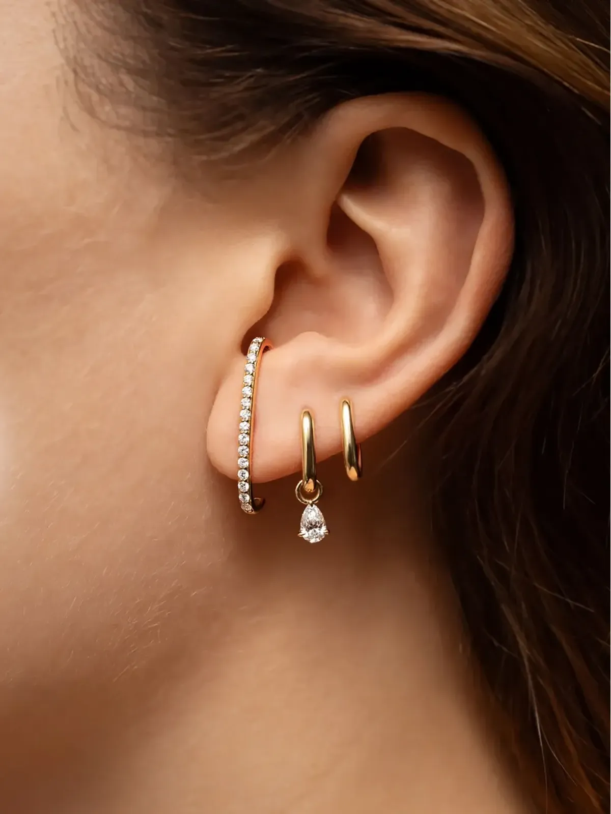 LOEV 14kt yellow gold Allday diamond ear cuffs - 画像3