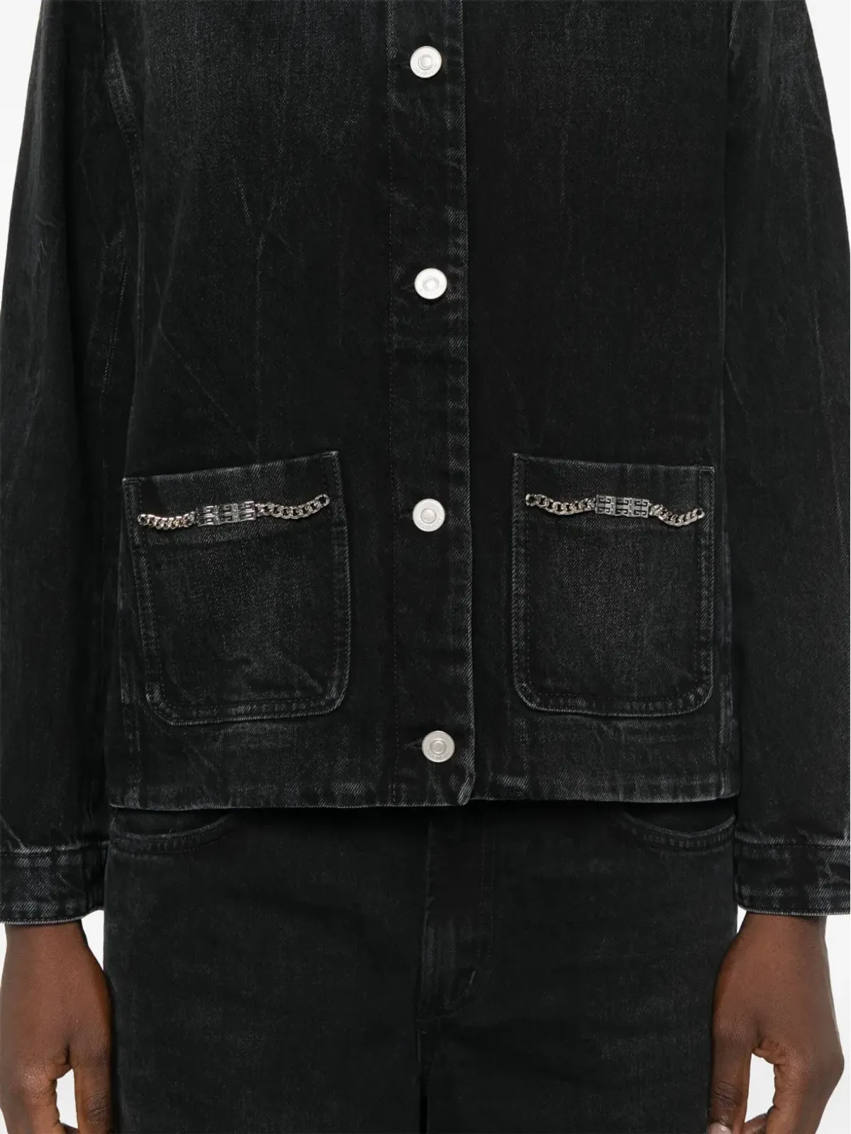 Givenchy チェーンディテールのデニムジャケット ブラック - 画像5
