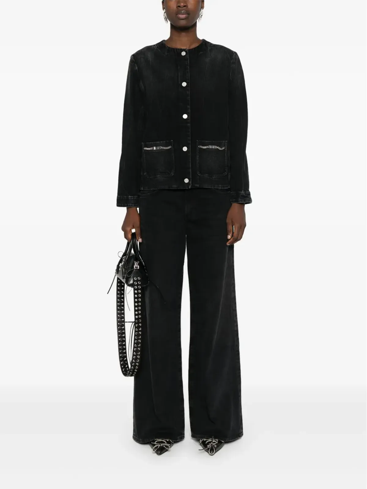 Givenchy チェーンディテールのデニムジャケット ブラック - 画像2