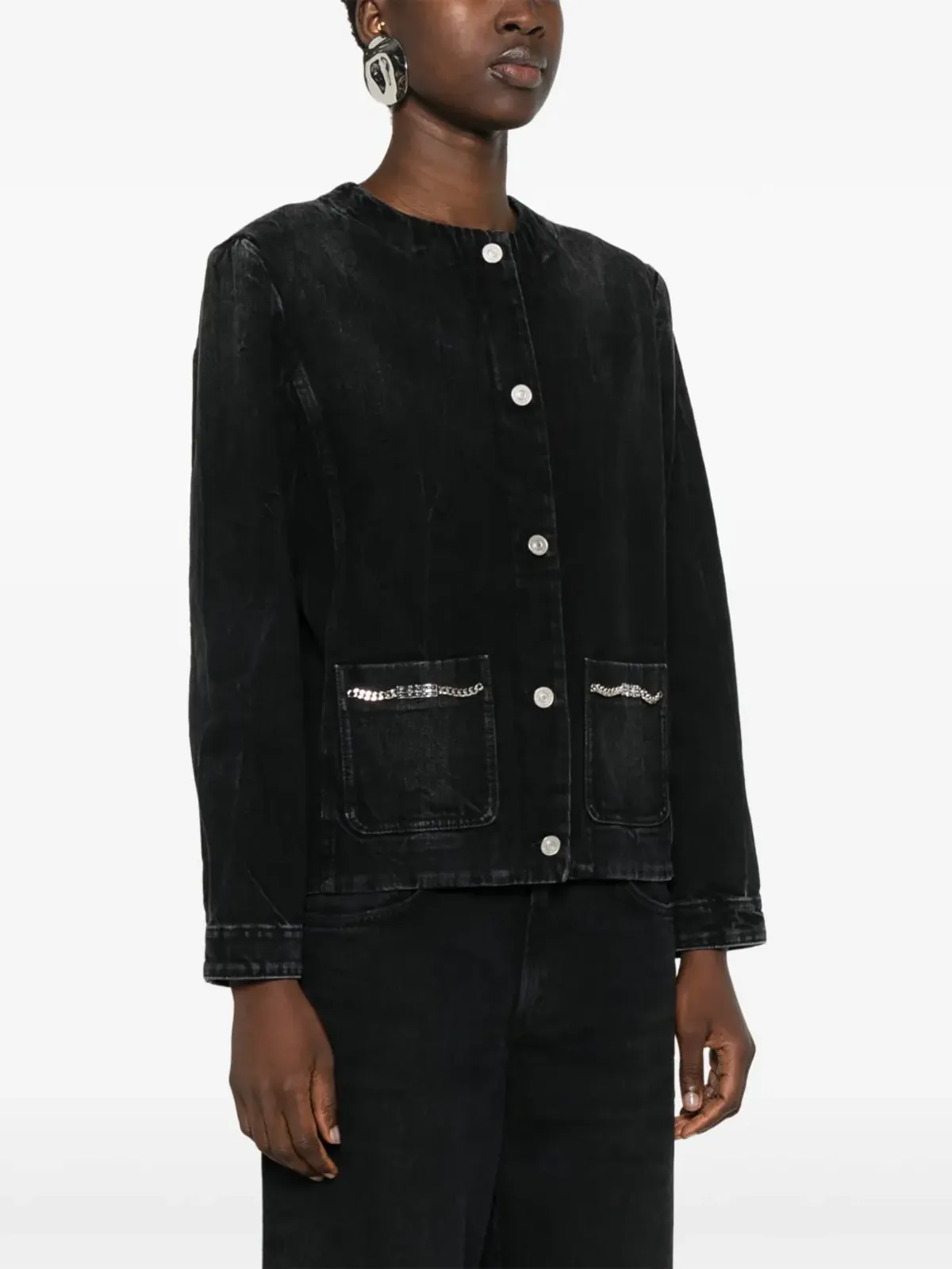Givenchy チェーンディテールのデニムジャケット ブラック - 画像3