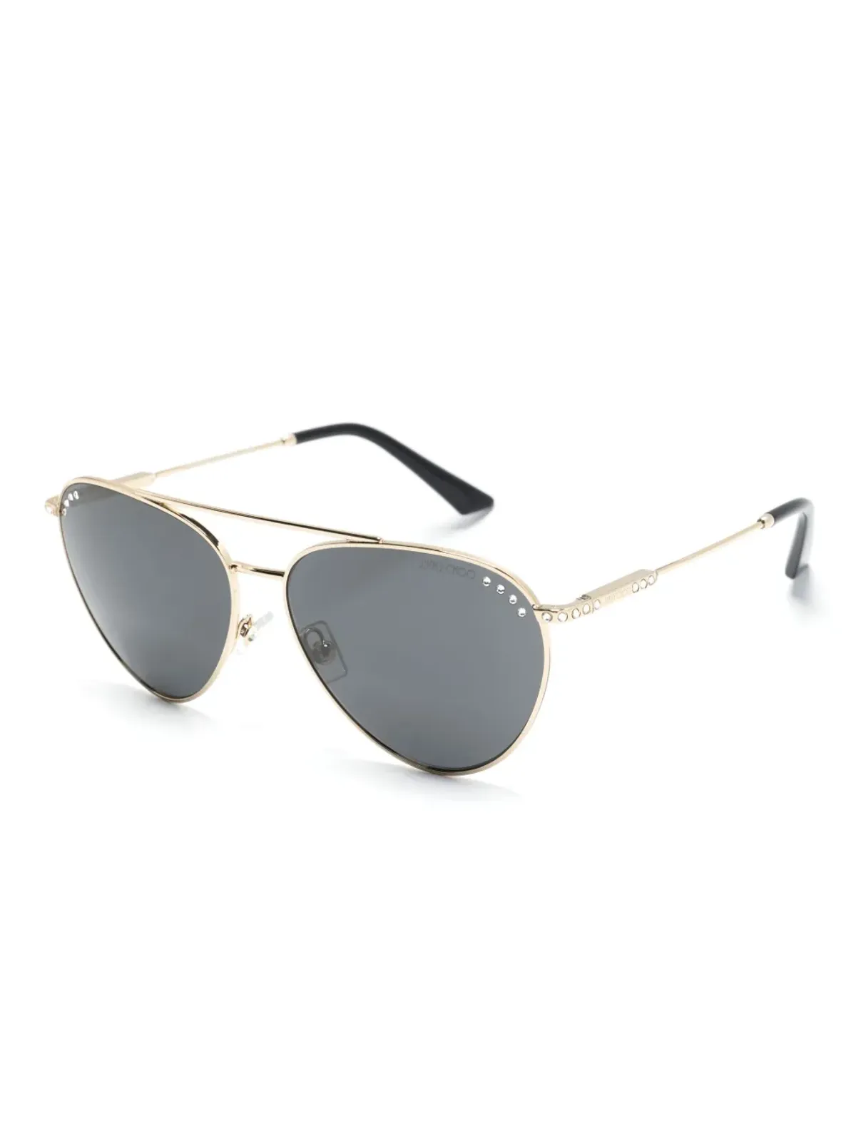 Jimmy Choo Eyewear クリスタル装飾パイロットフレームサングラス - ゴールド - 画像2