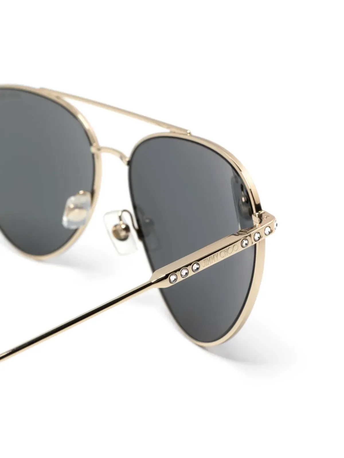 Jimmy Choo Eyewear クリスタル装飾パイロットフレームサングラス - ゴールド - 画像3