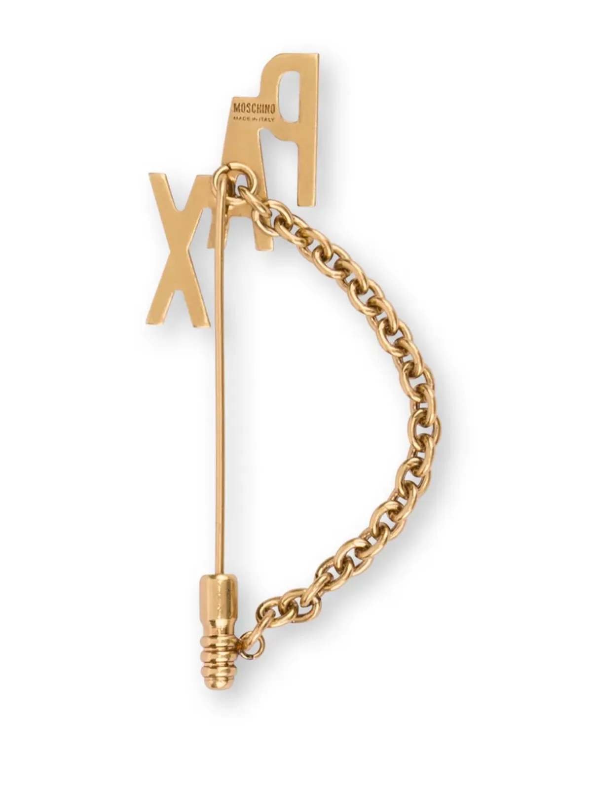 Moschino Pax字入りチェーンディテール ブローチ - 画像2