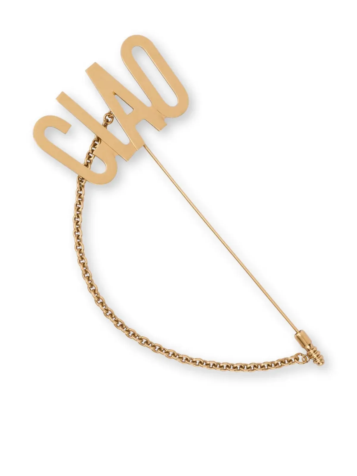 Moschino チャオ文字入りチェーンディテール ブローチ - ゴールド - 画像1