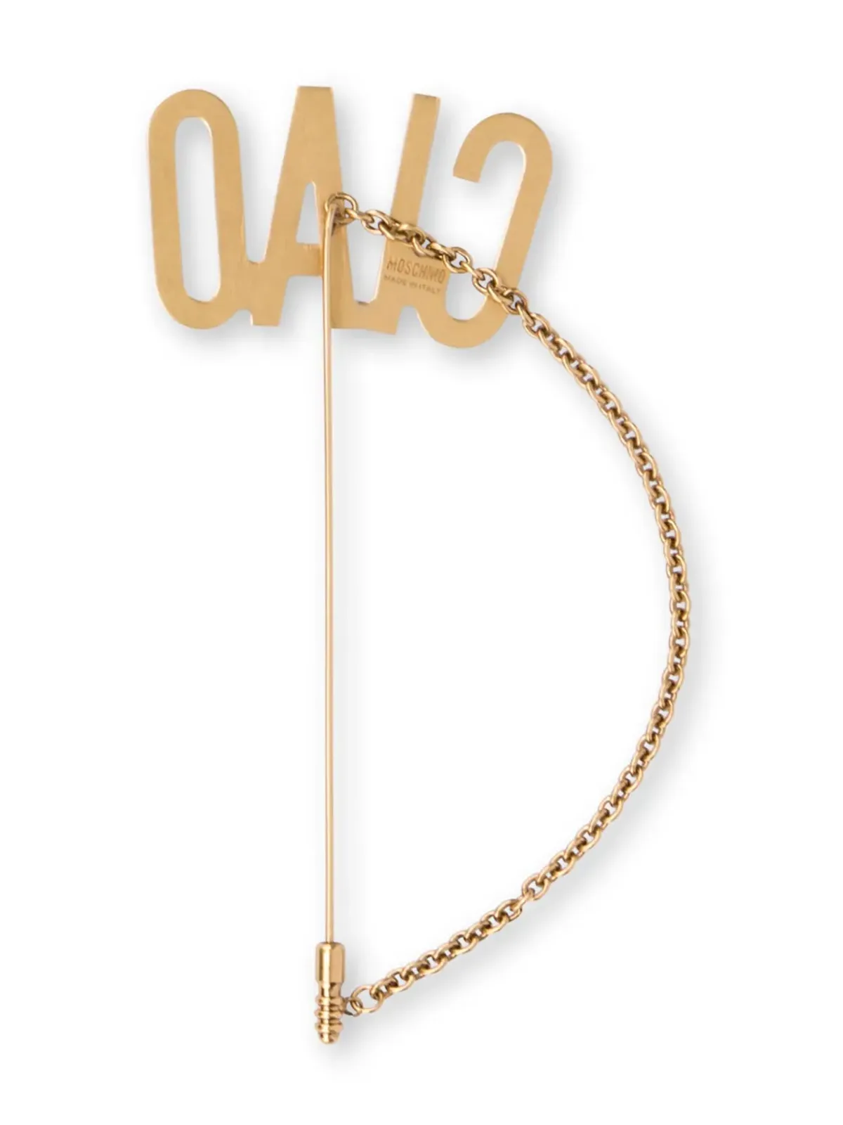 Moschino チャオ文字入りチェーンディテール ブローチ - ゴールド - 画像2