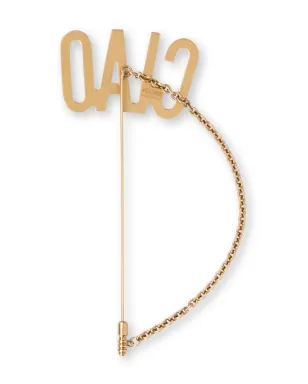 Moschino チャオ文字入りチェーンディテール ブローチ - ゴールド - サムネイル2