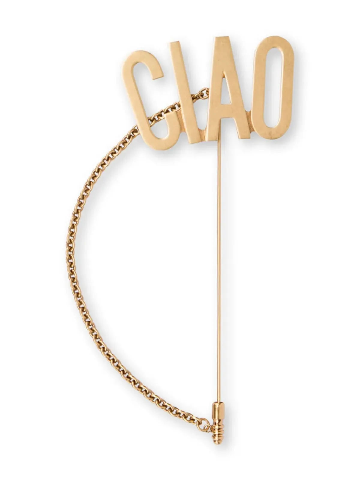 Moschino チャオ文字入りチェーンディテール ブローチ - ゴールド - 画像3