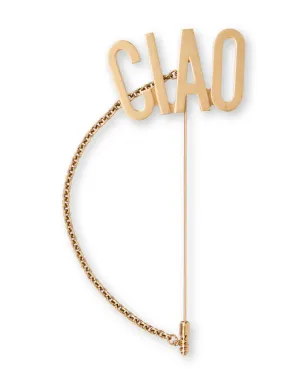 Moschino チャオ文字入りチェーンディテール ブローチ - ゴールド - サムネイル3