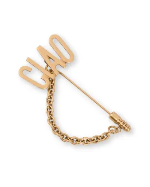 Moschino チャオ チェーンディテール ブローチ - ゴールド - サムネイル1