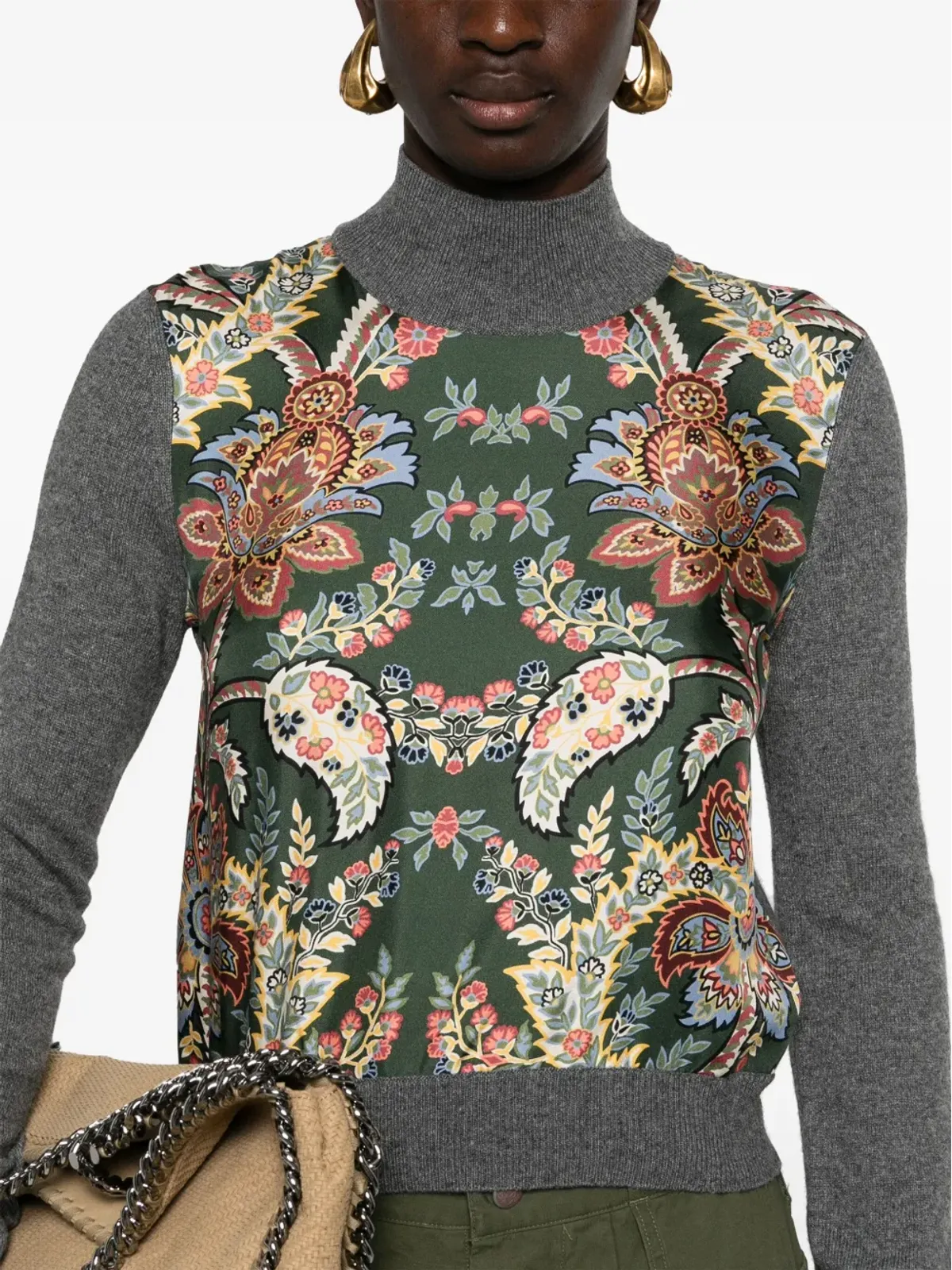 ETRO フローラル コントラストパネル ジャンパー - グレー - 画像5