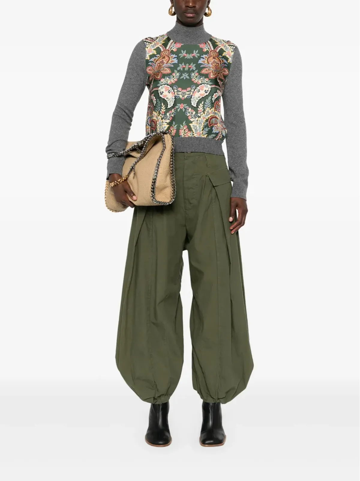 ETRO フローラル コントラストパネル ジャンパー - グレー - 画像2