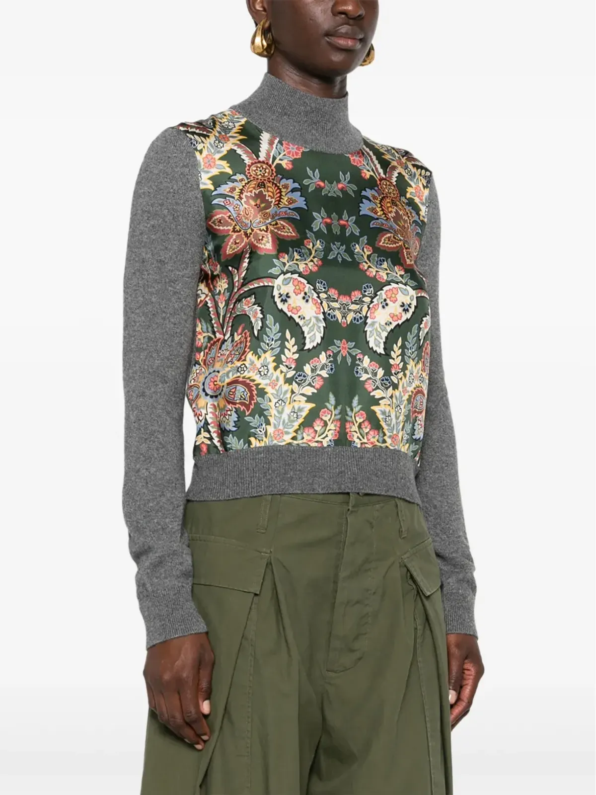 ETRO フローラル コントラストパネル ジャンパー - グレー - 画像3