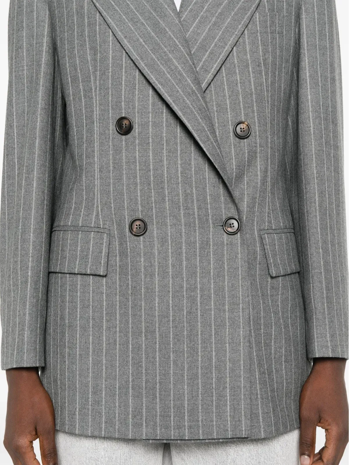 Brunello Cucinelli ピンストライプ ウール ブレザー - グレー - 画像5