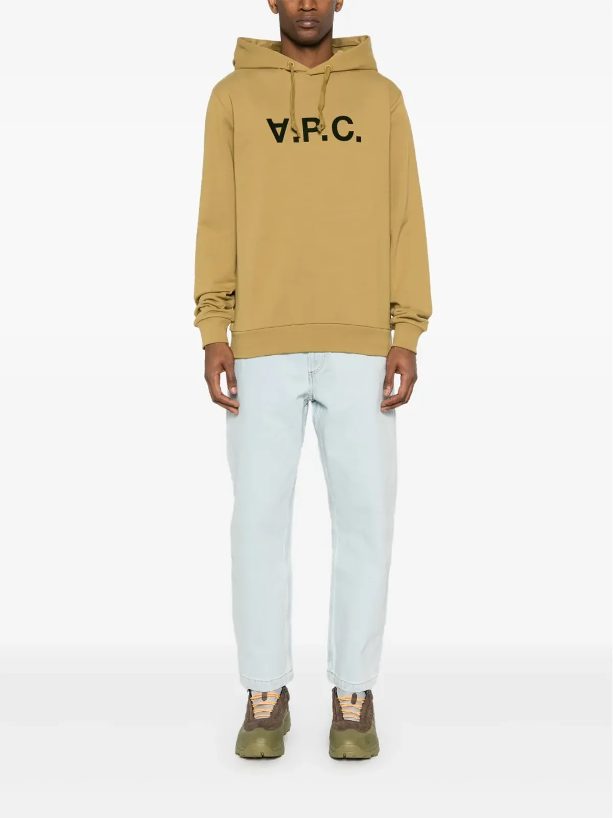 A.P.C. ロゴ・フロックド コットン フーディー - グリーン - 画像2