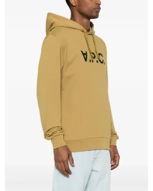 A.P.C. ロゴ・フロックド コットン フーディー - グリーン - サムネイル3