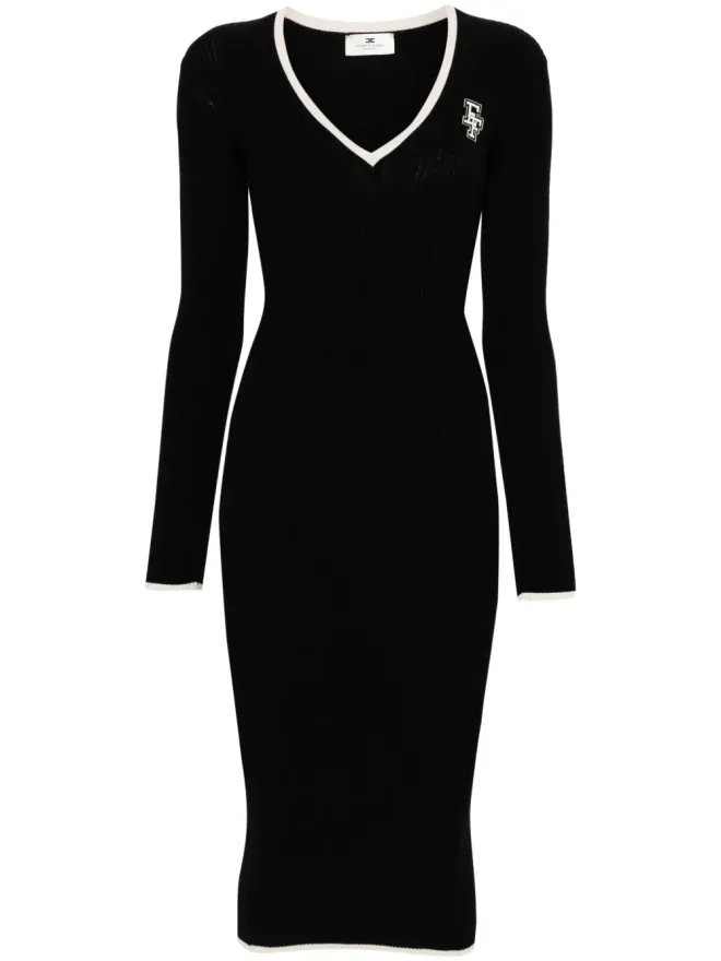 Elisabetta Franchi Elisabetta Franchi インターシャニットリブミディドレス - ブラックの商品画像