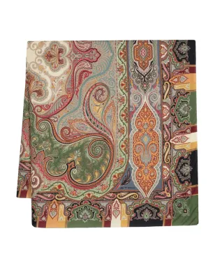 ETRO ペイズリー柄 ウール混紡スカーフ グリーン - サムネイル1