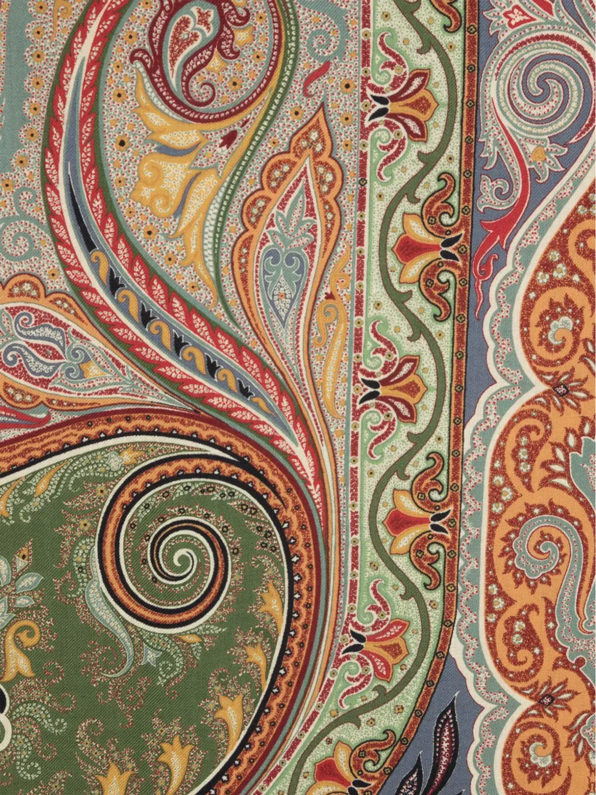 ETRO ペイズリー柄 ウール混紡スカーフ グリーン - 画像2