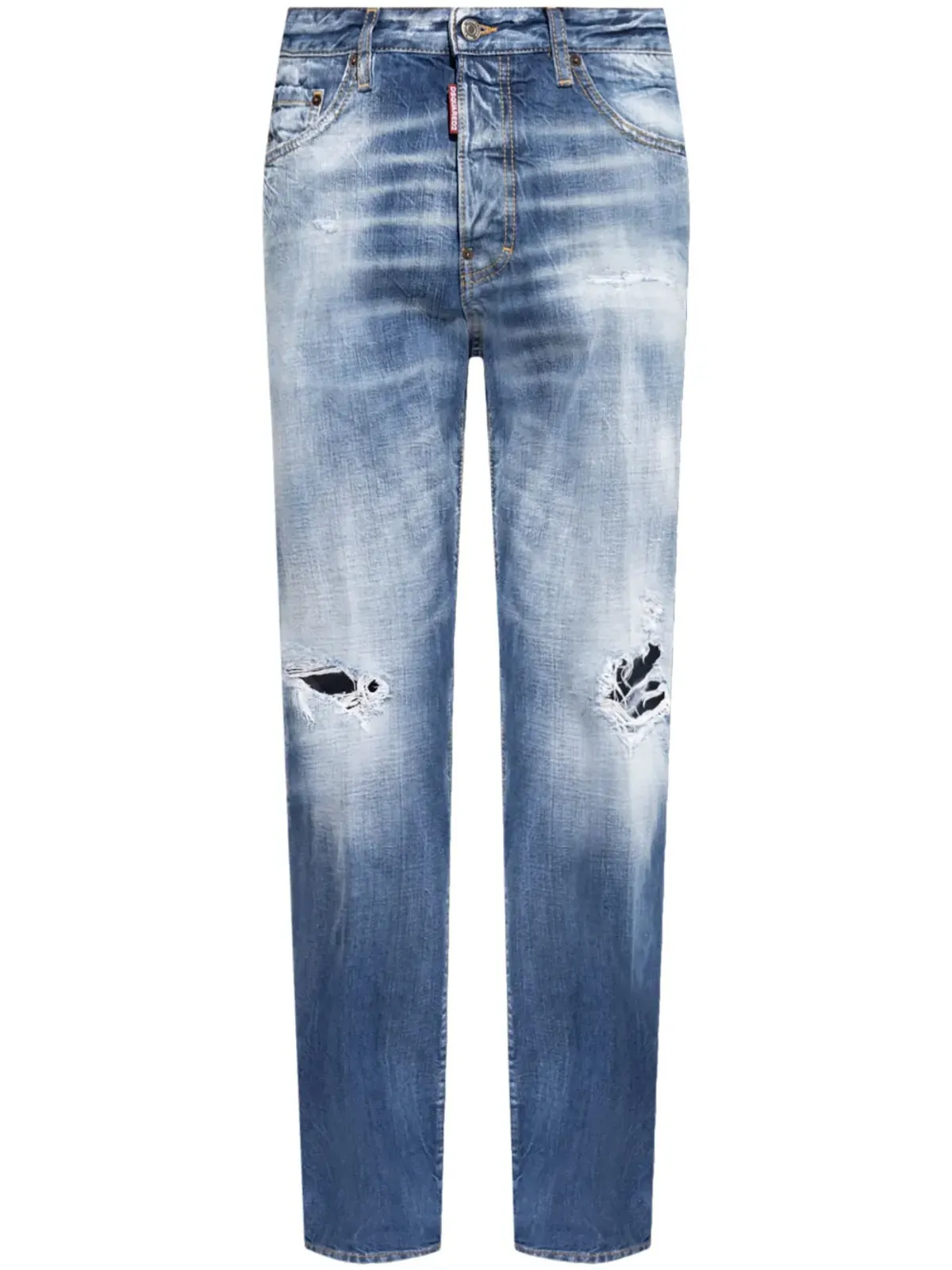 DSQUARED2 ダメージ加工ストレートレッグ ジーンズ - ブルー - 画像1